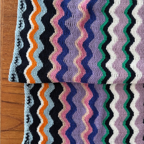 Missoni Multicolor Zigzag Scarf in Blue, Green, and Gold - Picture 2 of 6